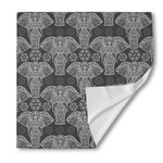 Black And White Boho Elephant Print Silk Bandana