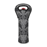 Black And White Boho Elephant Print Single Neoprene Wine Tote