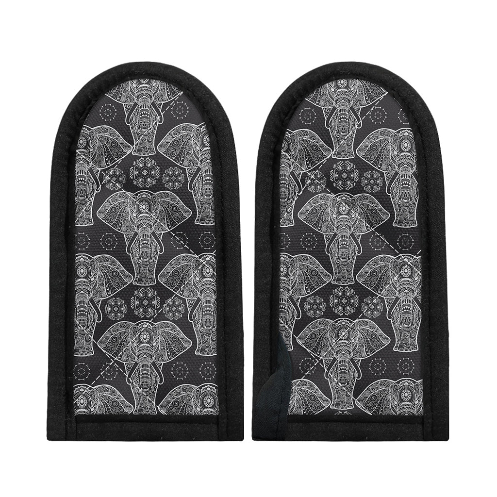 Black And White Boho Elephant Print Skillet Handle Cover