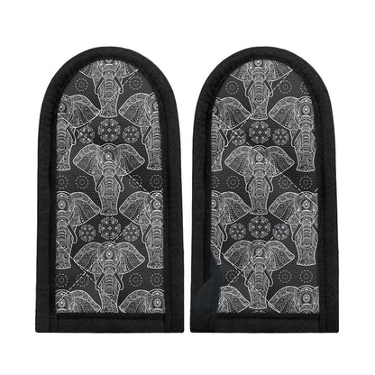 Black And White Boho Elephant Print Skillet Handle Cover