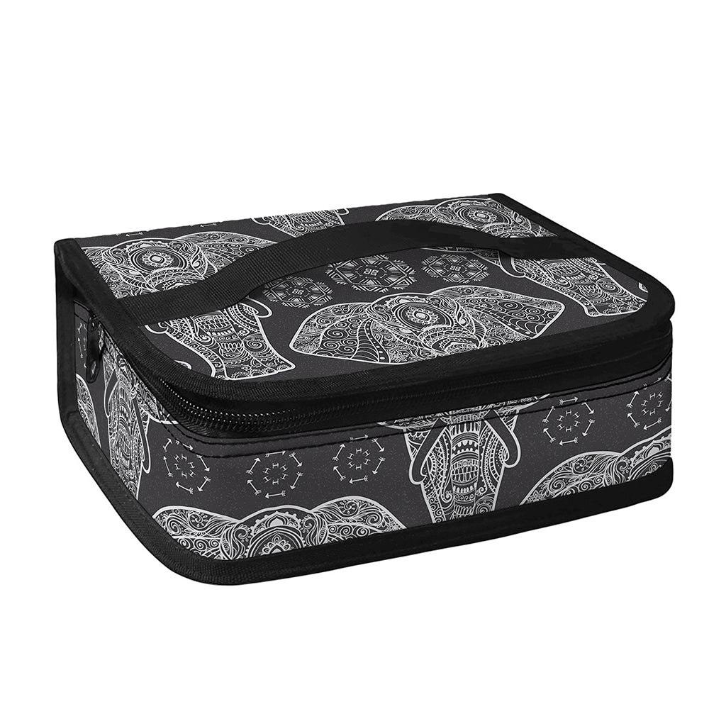 Black And White Boho Elephant Print Small Lunch Bag