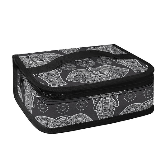 Black And White Boho Elephant Print Small Lunch Bag