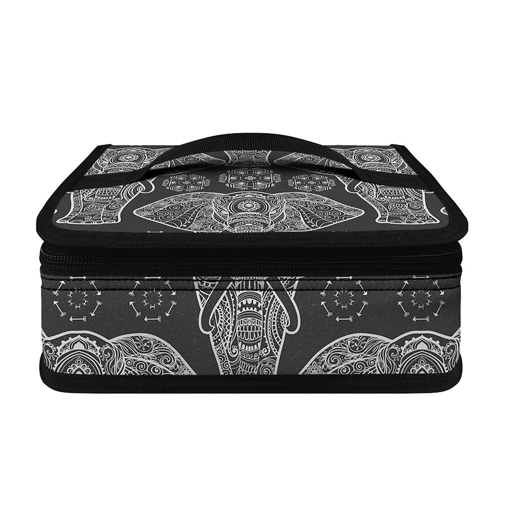 Black And White Boho Elephant Print Small Lunch Bag