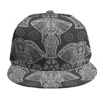 Black And White Boho Elephant Print Snapback Cap