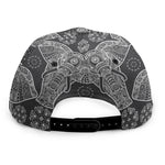 Black And White Boho Elephant Print Snapback Cap
