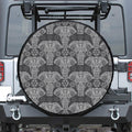Black And White Boho Elephant Print Tire Cover
