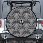 Black And White Boho Elephant Print Tire Cover With Camera Hole