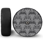 Black And White Boho Elephant Print Tire Cover With Camera Hole