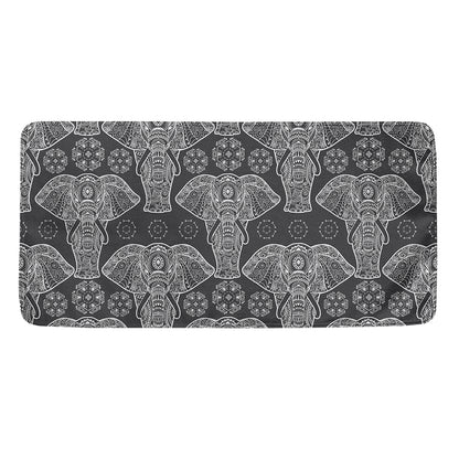 Black And White Boho Elephant Print Towel