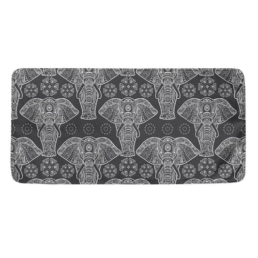 Black And White Boho Elephant Print Towel