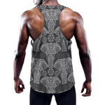 Black And White Boho Elephant Print Training Tank Top