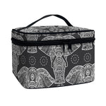 Black And White Boho Elephant Print Travel Makeup Bag