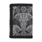 Black And White Boho Elephant Print Trifold Wallet