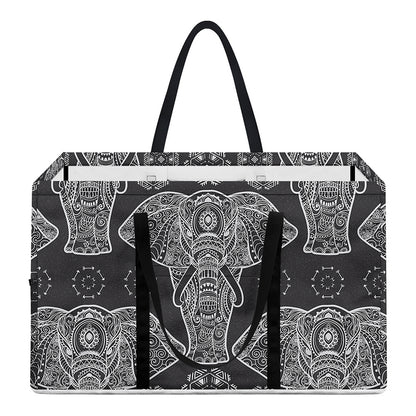 Black And White Boho Elephant Print Utility Tote Bag
