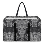 Black And White Boho Elephant Print Utility Tote Bag