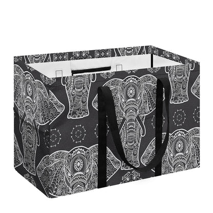 Black And White Boho Elephant Print Utility Tote Bag