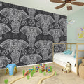 Black And White Boho Elephant Print Wall Sticker