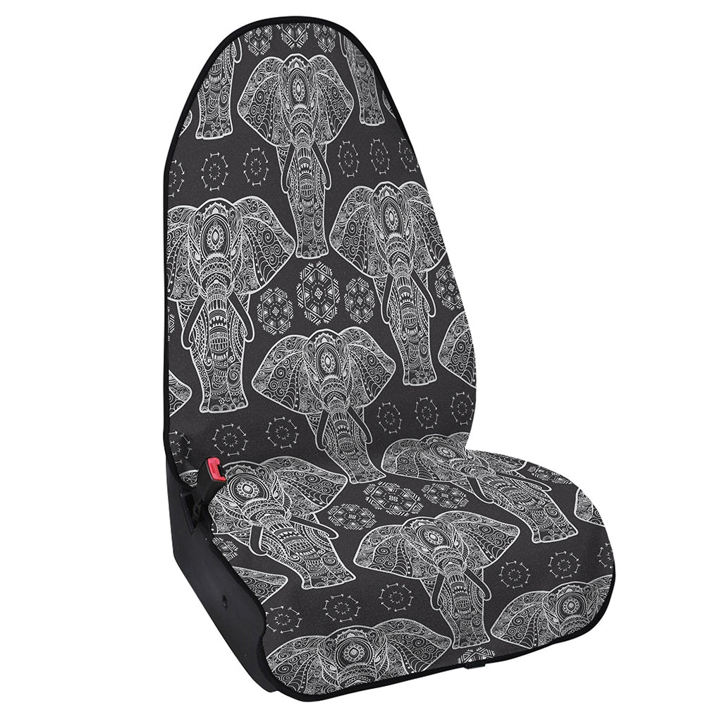 Black And White Boho Elephant Print Waterproof Car Seat Cover