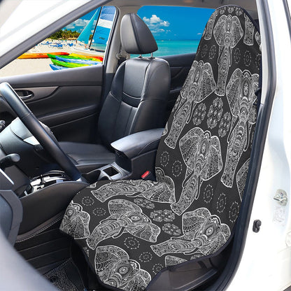 Black And White Boho Elephant Print Waterproof Car Seat Cover