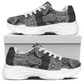 Black And White Boho Elephant Print White Chunky Shoes