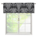 Black And White Boho Elephant Print Window Valance