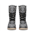 Black And White Boho Elephant Print Winter Boots