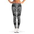 Black And White Boho Elephant Print Women's Leggings