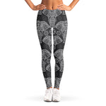 Black And White Boho Elephant Print Women's Leggings