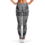 Black And White Boho Elephant Print Women's Leggings