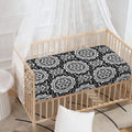 Black And White Boho Mandala Print Baby Crib Sheet