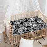 Black And White Boho Mandala Print Baby Crib Sheet