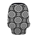 Black And White Boho Mandala Print Baby Seat Cover