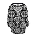 Black And White Boho Mandala Print Baby Seat Cover