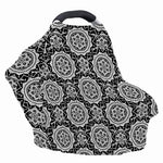 Black And White Boho Mandala Print Baby Seat Cover