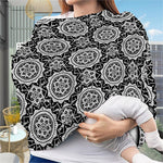 Black And White Boho Mandala Print Baby Seat Cover
