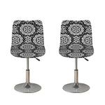 Black And White Boho Mandala Print Bar Stool Covers