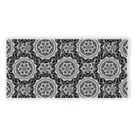 Black And White Boho Mandala Print Beach Towel