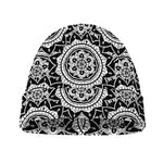 Black And White Boho Mandala Print Beanie