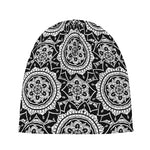Black And White Boho Mandala Print Beanie