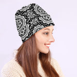 Black And White Boho Mandala Print Beanie