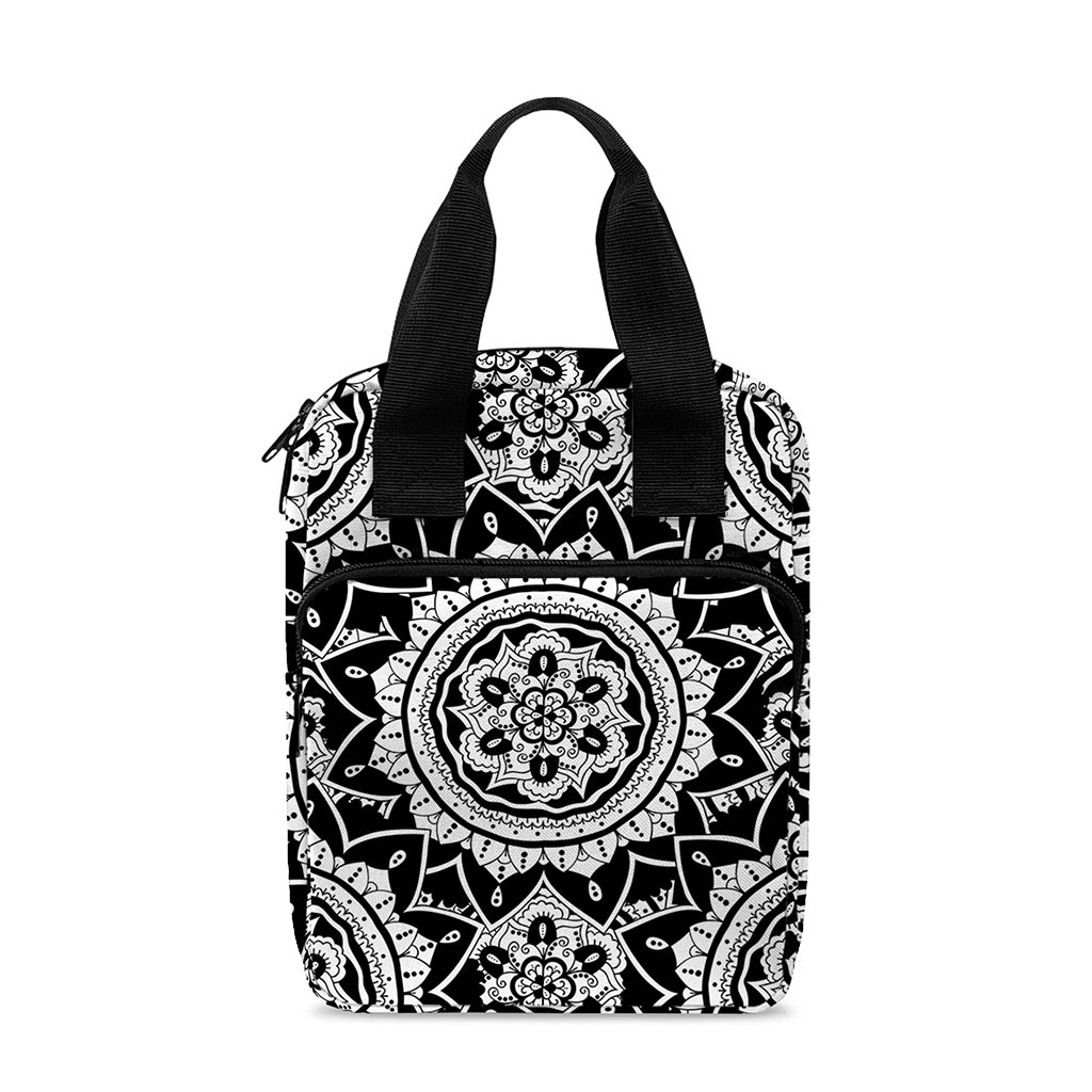 Black And White Boho Mandala Print Bible Tote Bag