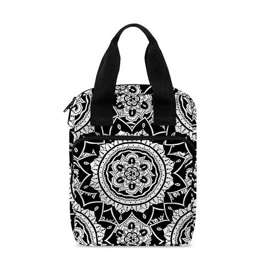 Black And White Boho Mandala Print Bible Tote Bag