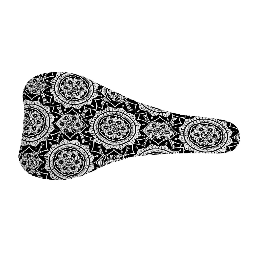 Black And White Boho Mandala Print Bicycle Seat Cover