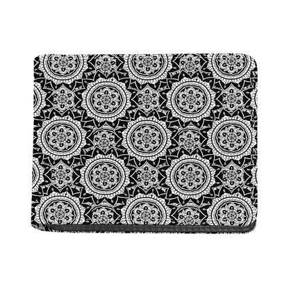 Black And White Boho Mandala Print Bifold Wallet