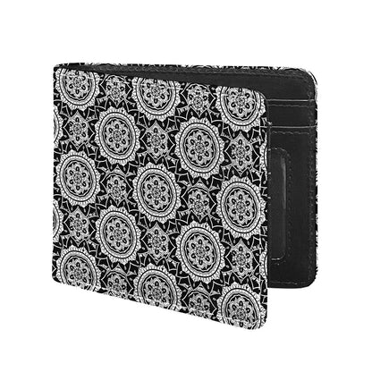 Black And White Boho Mandala Print Bifold Wallet