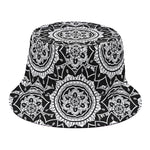 Black And White Boho Mandala Print Bucket Hat