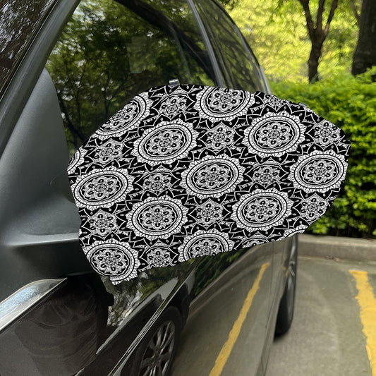 Black And White Boho Mandala Print Car Side Mirror Covers