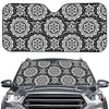 Black And White Boho Mandala Print Car Windshield Sun Shade