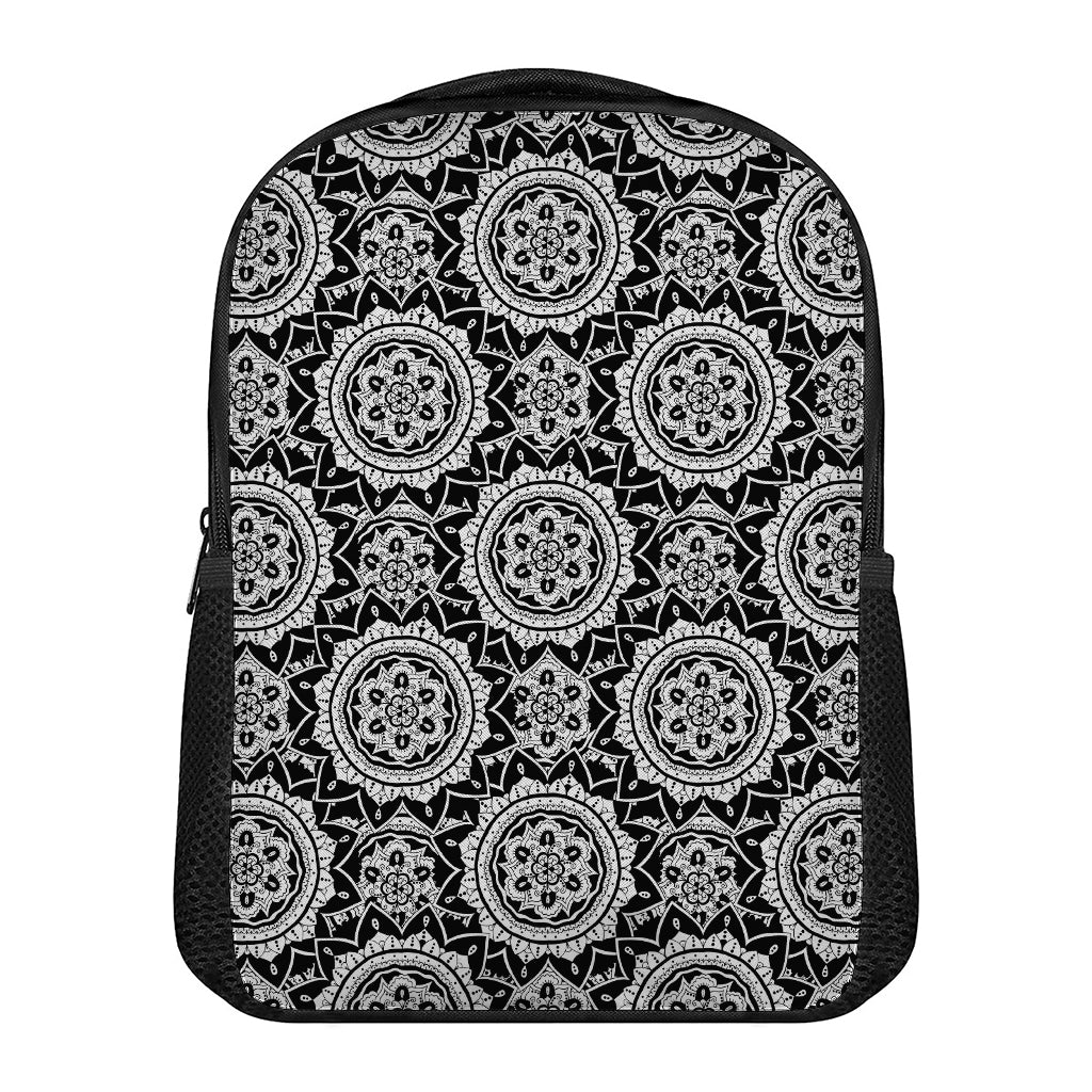 Black And White Boho Mandala Print Casual Backpack