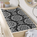 Black And White Boho Mandala Print Changing Pad Cover